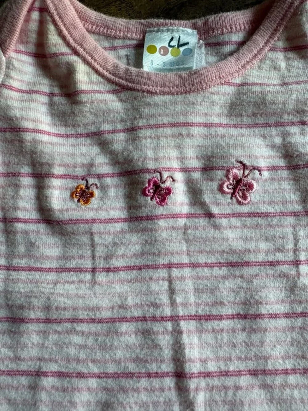 VINTAGE 1999 Gymboree 0-3 months striped embroidered pajamas